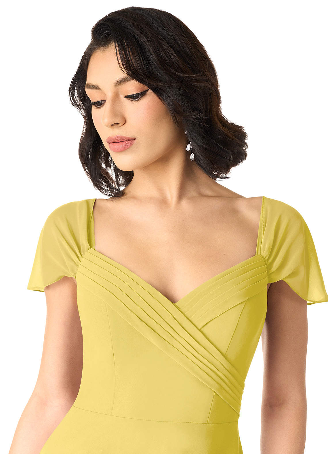 Tancie A-Line Off-the-Shoulder Chiffon Bridesmaid Dress in Canary