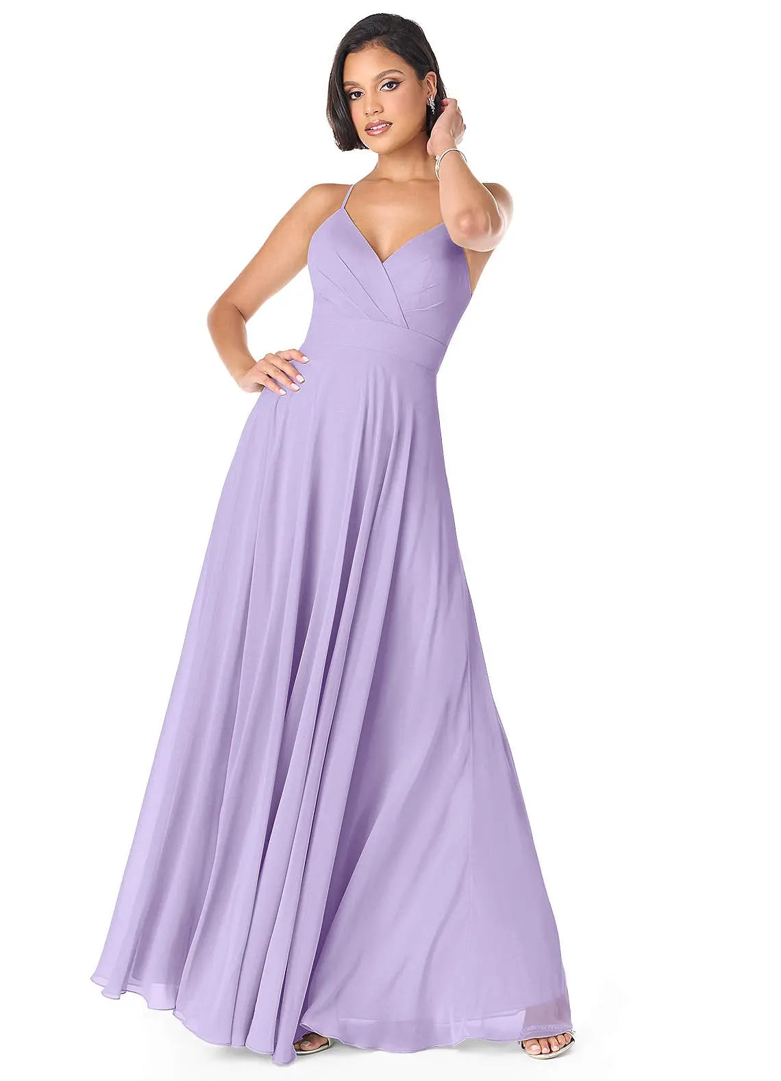 Avelina A-Line V-Neck Chiffon Bridesmaid Dress in Lilac