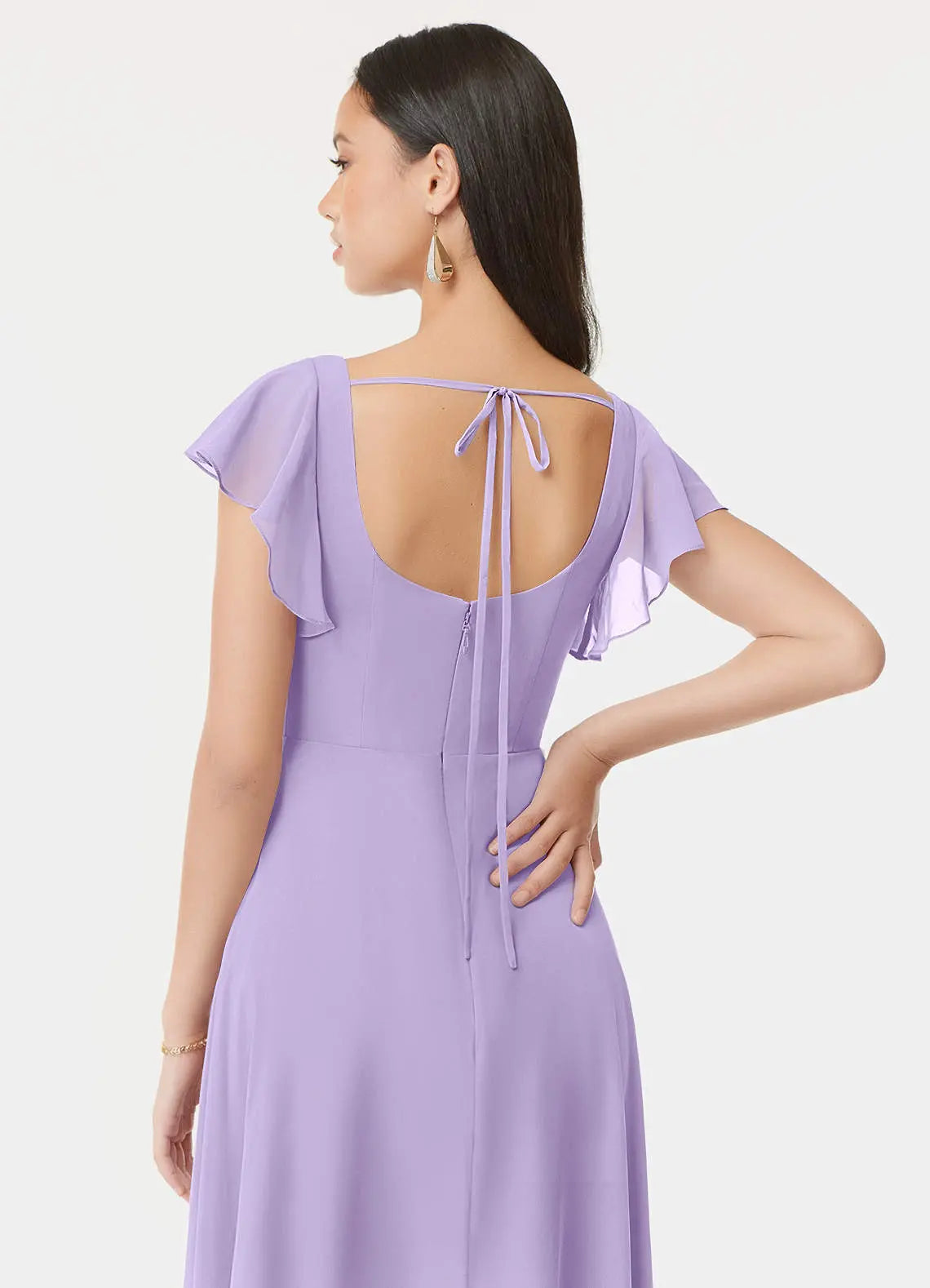 Bondi A-Line Square-Neck Chiffon Bridesmaid Dress in Lilac