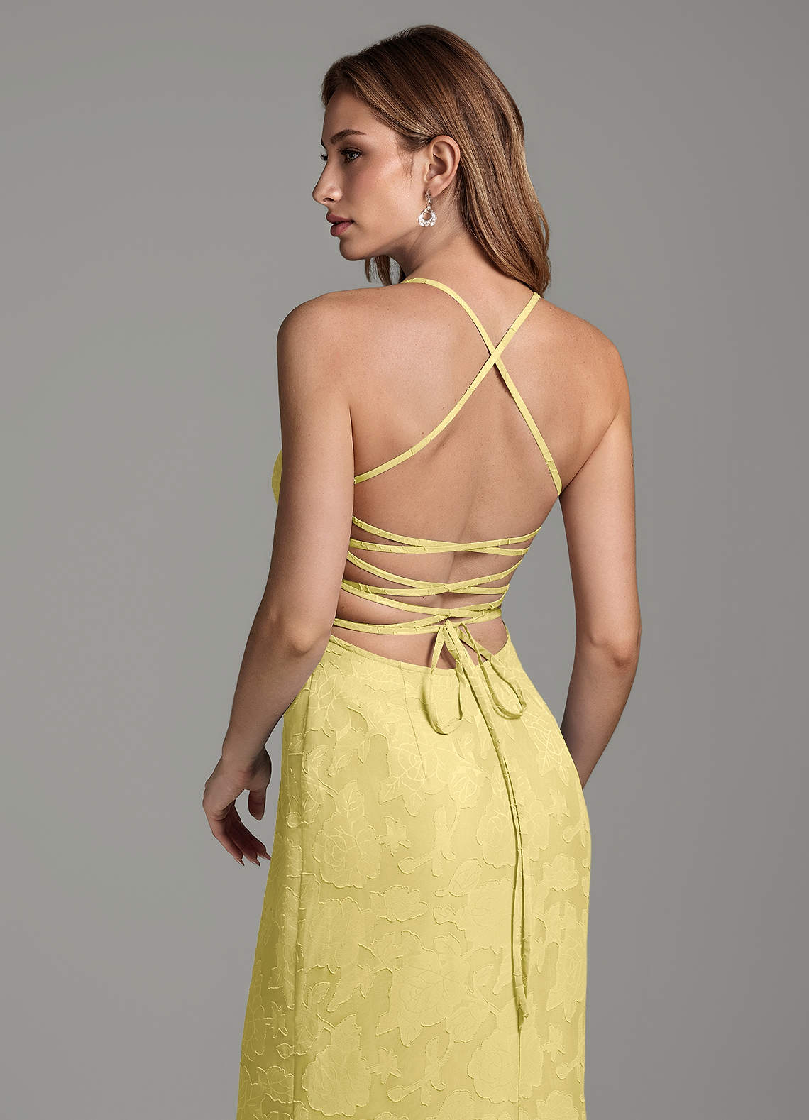 Dara Mermaid Sweetheart Floral Burnout Bridesmaid Dress in Canary