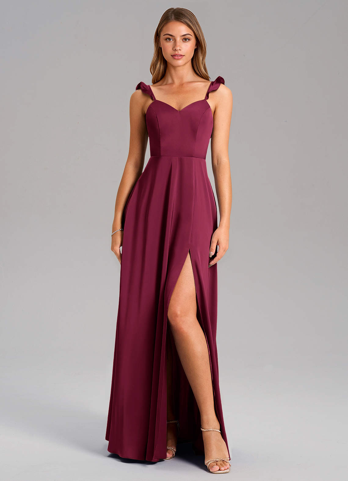 Everett A-Line V-Neck Chiffon Bridesmaid Dress in Burgundy