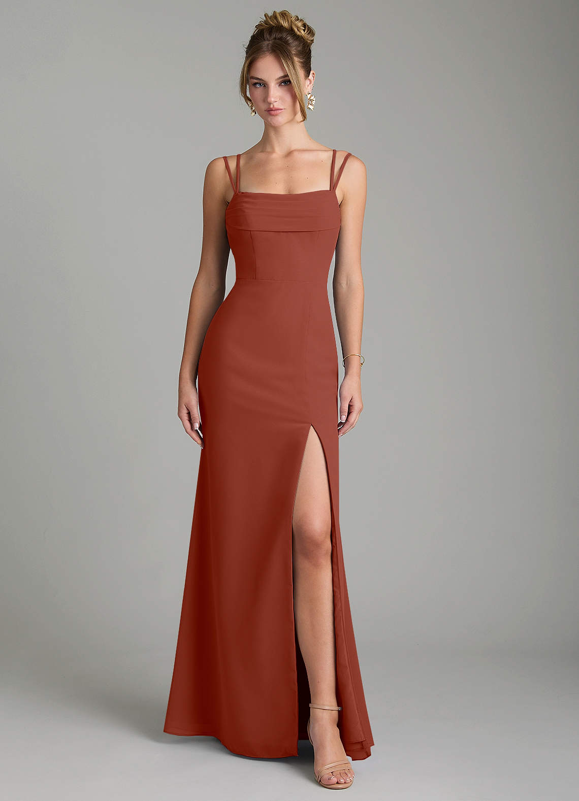 Egypt Sheath Sweetheart Chiffon Bridesmaid Dress in Auburn