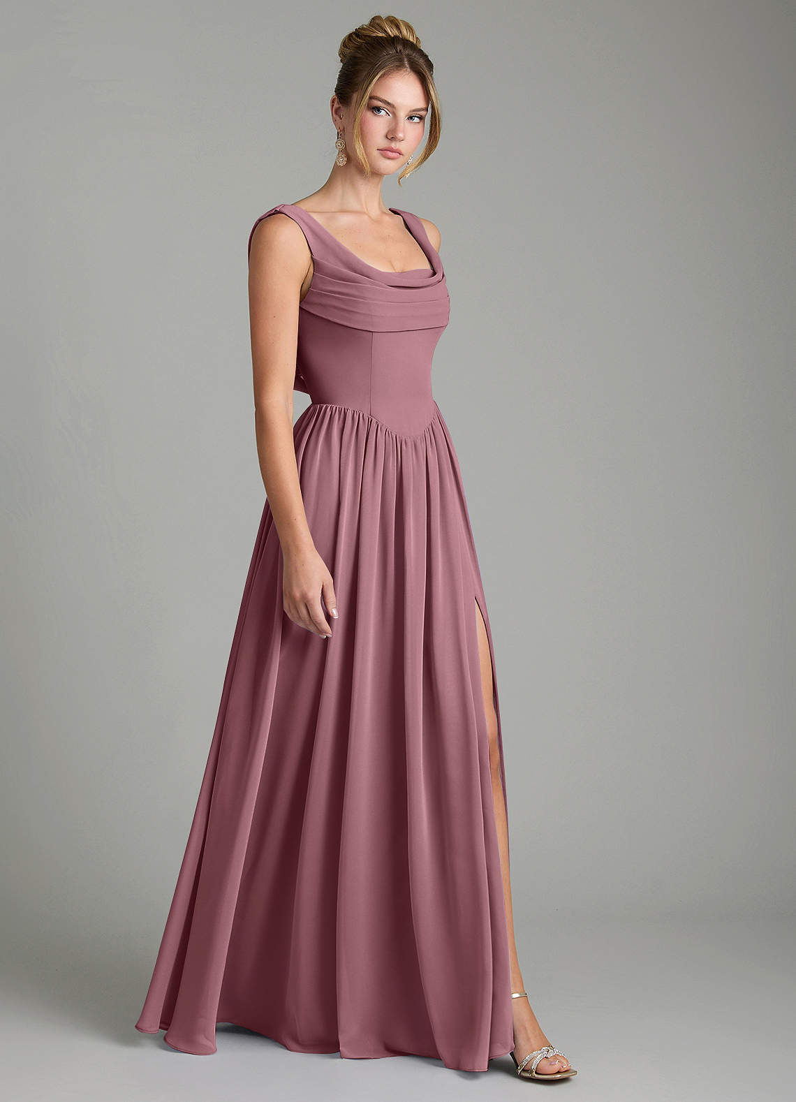 Novi A-Line Square-Neck Chiffon Bridesmaid Dress in Amethyst