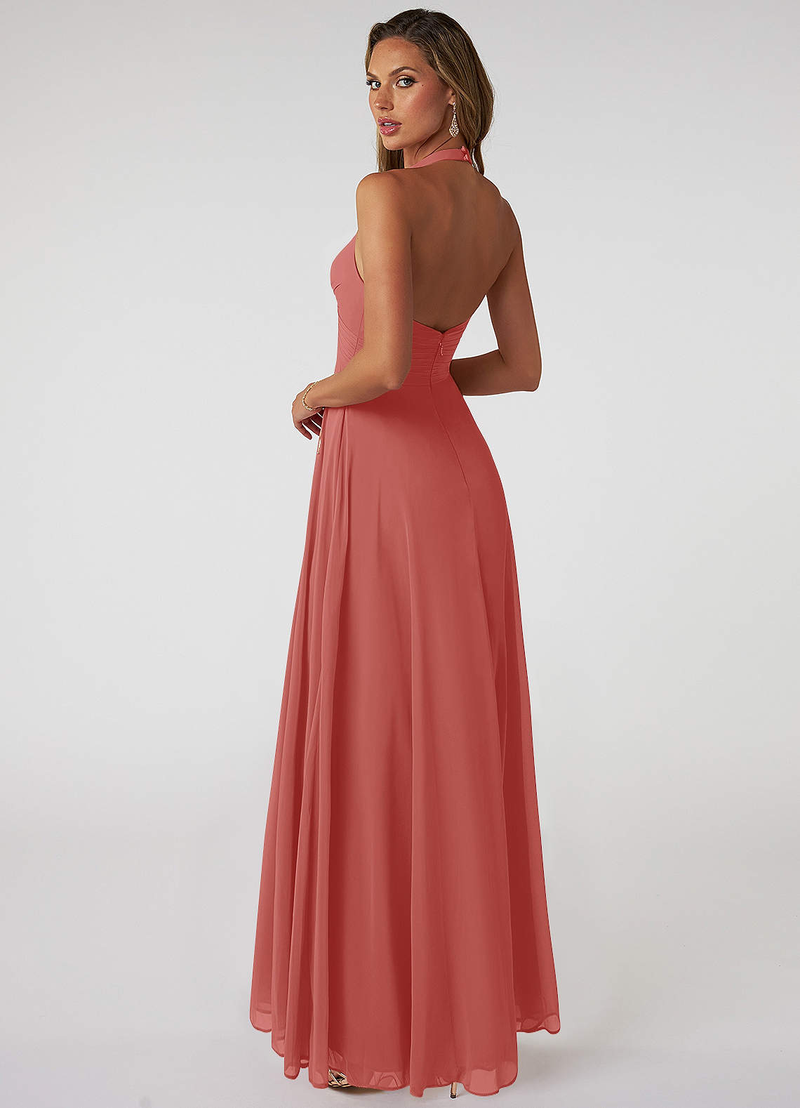 Tessie A-Line V-Neck Chiffon Bridesmaid Dress in Antique Rose