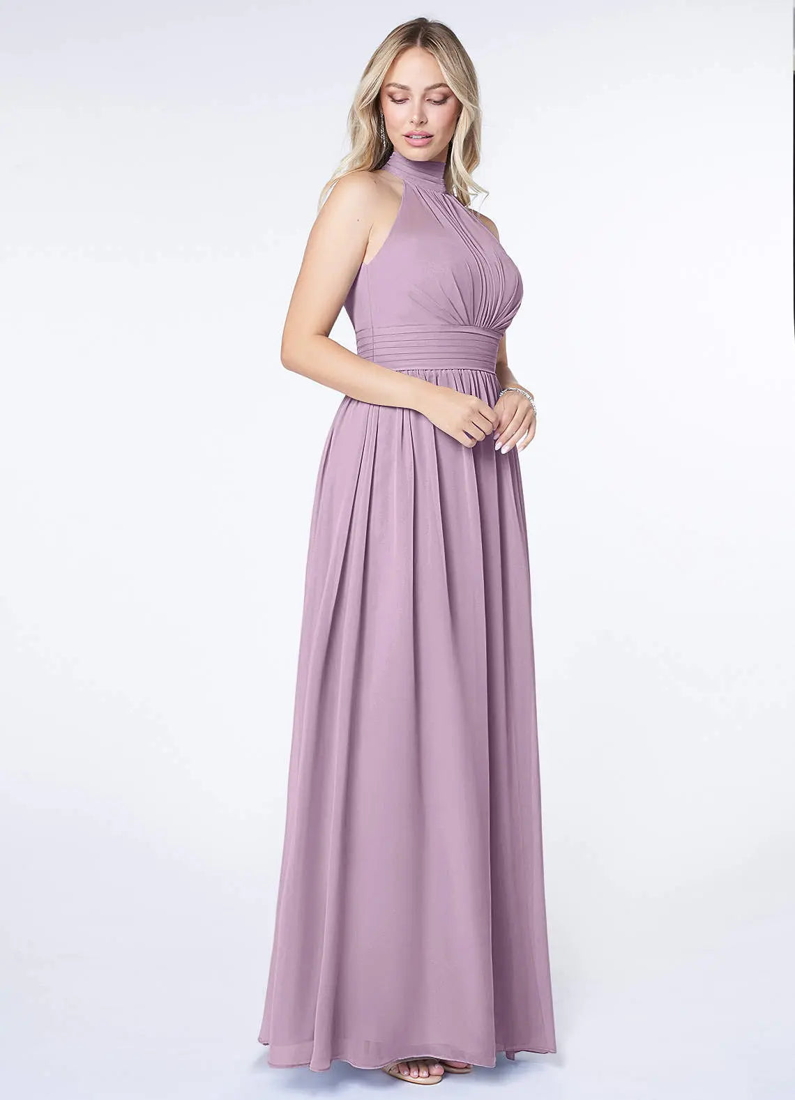 Iman A-Line Halter Chiffon Bridesmaid Dress in Wisteria