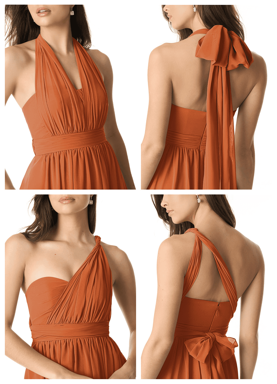 Olani A-Line V-Neck Chiffon Bridesmaid Dress in Cinnamon