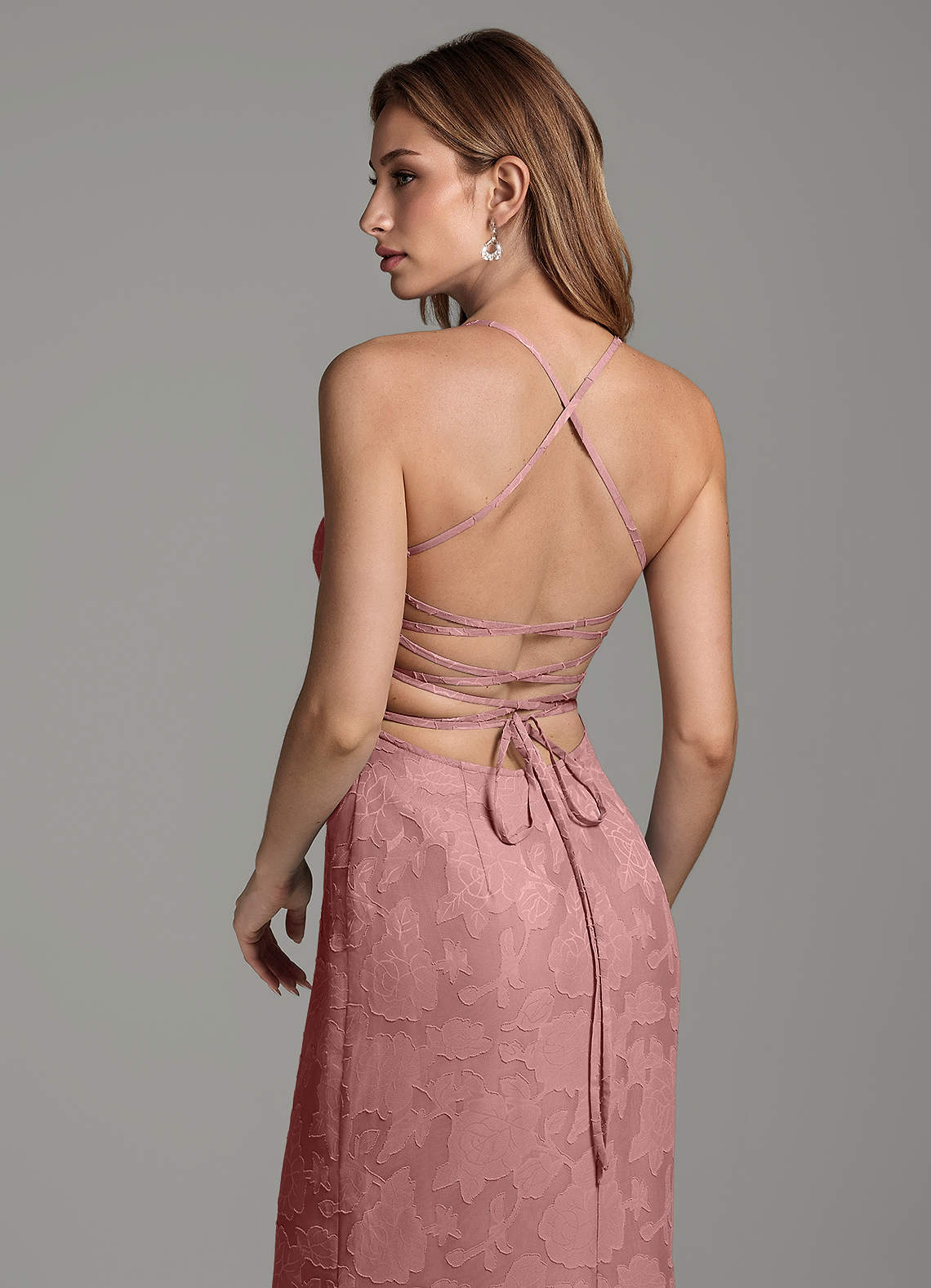 Dara Mermaid Sweetheart Floral Burnout Bridesmaid Dress in dusty rose