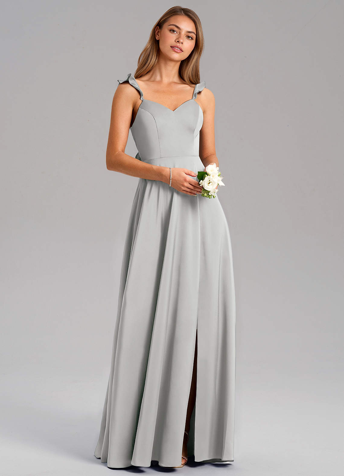 Everett A-Line V-Neck Chiffon Bridesmaid Dress in Silver