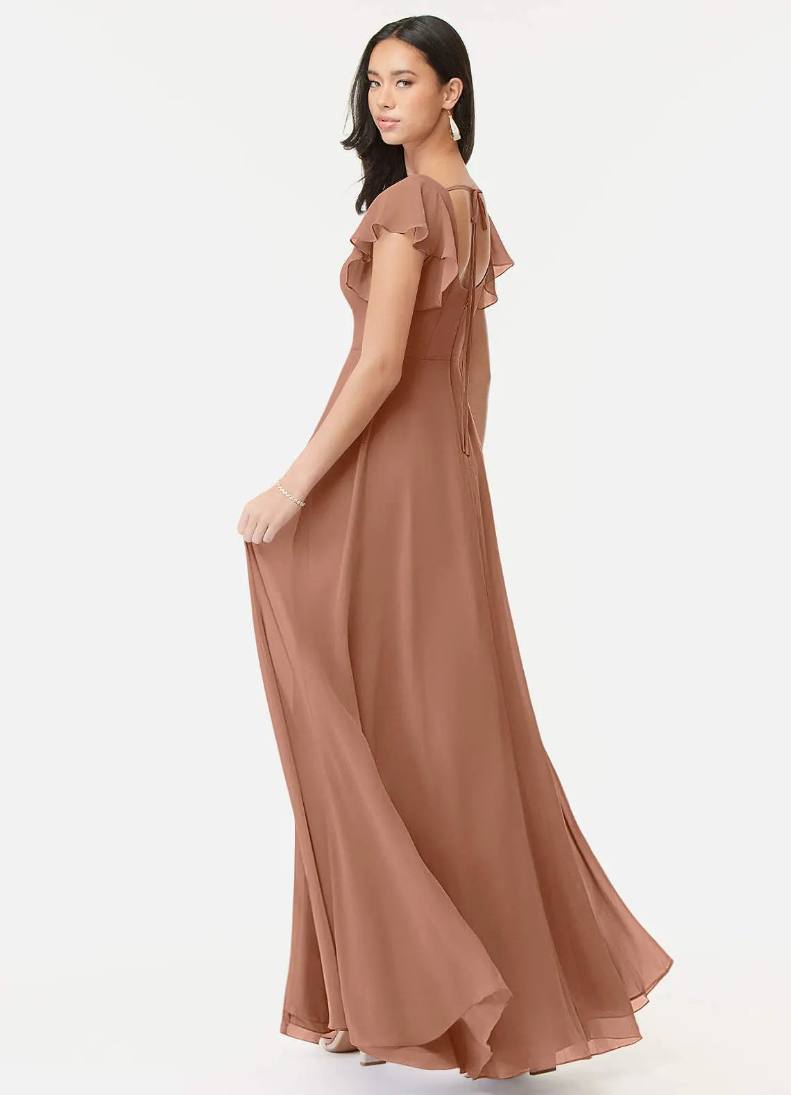 Bondi A-Line Square-Neck Chiffon Bridesmaid Dress in Bronzer