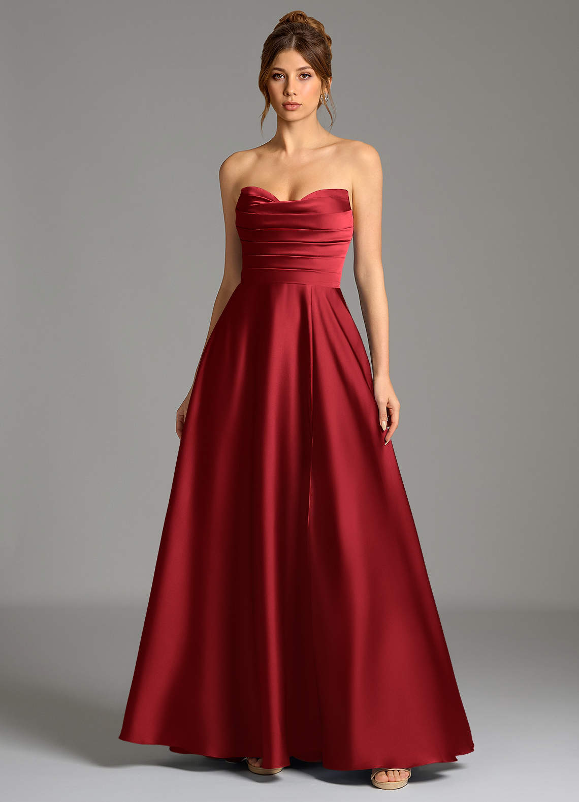Ayla A-Line Sweetheart Stretch Satin Bridesmaid Dress in Scarlet