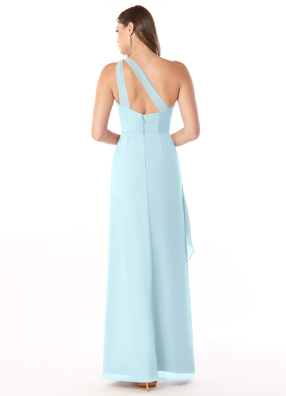 Maive Sheath One-Shoulder Chiffon Bridesmaid Dress in Cloud Blue