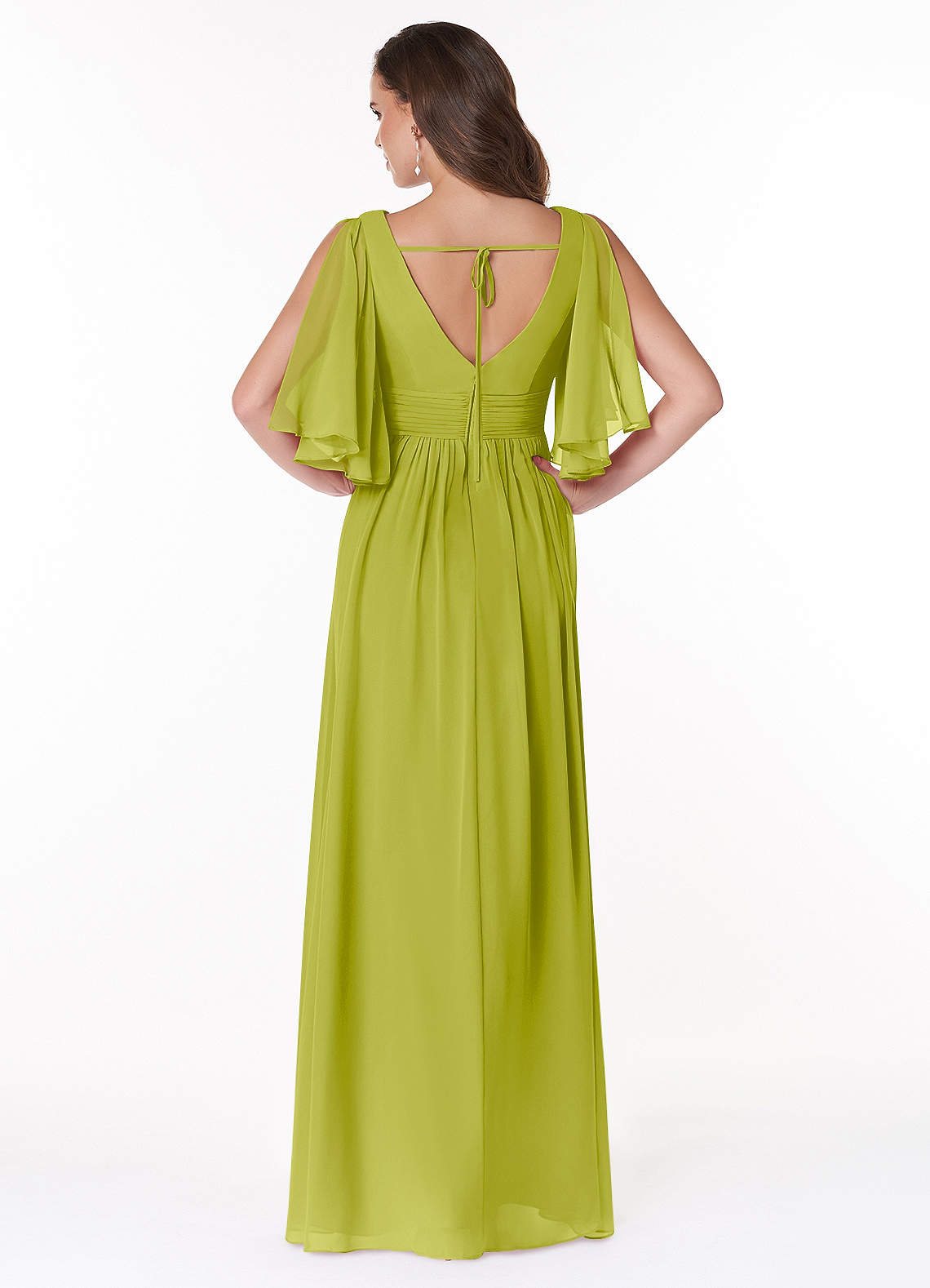 Temeka A-Line V-Neck Chiffon Bridesmaid Dress in Lemongrass