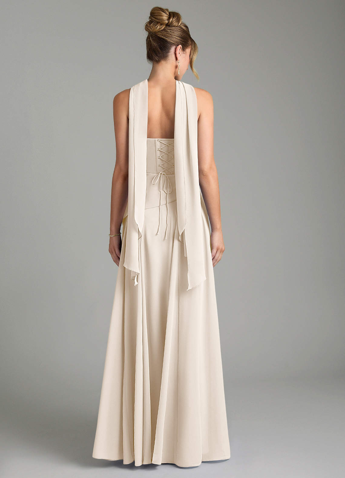 Gabriela A-Line Cowl-Neck Chiffon Bridesmaid Dress in White Alabaster