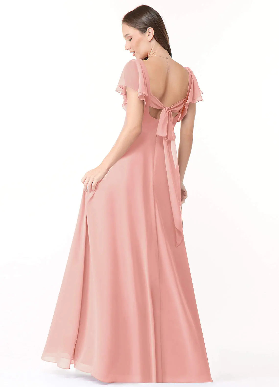 Syenna A-Line V-Neck Chiffon Bridesmaid Dress in Rosette