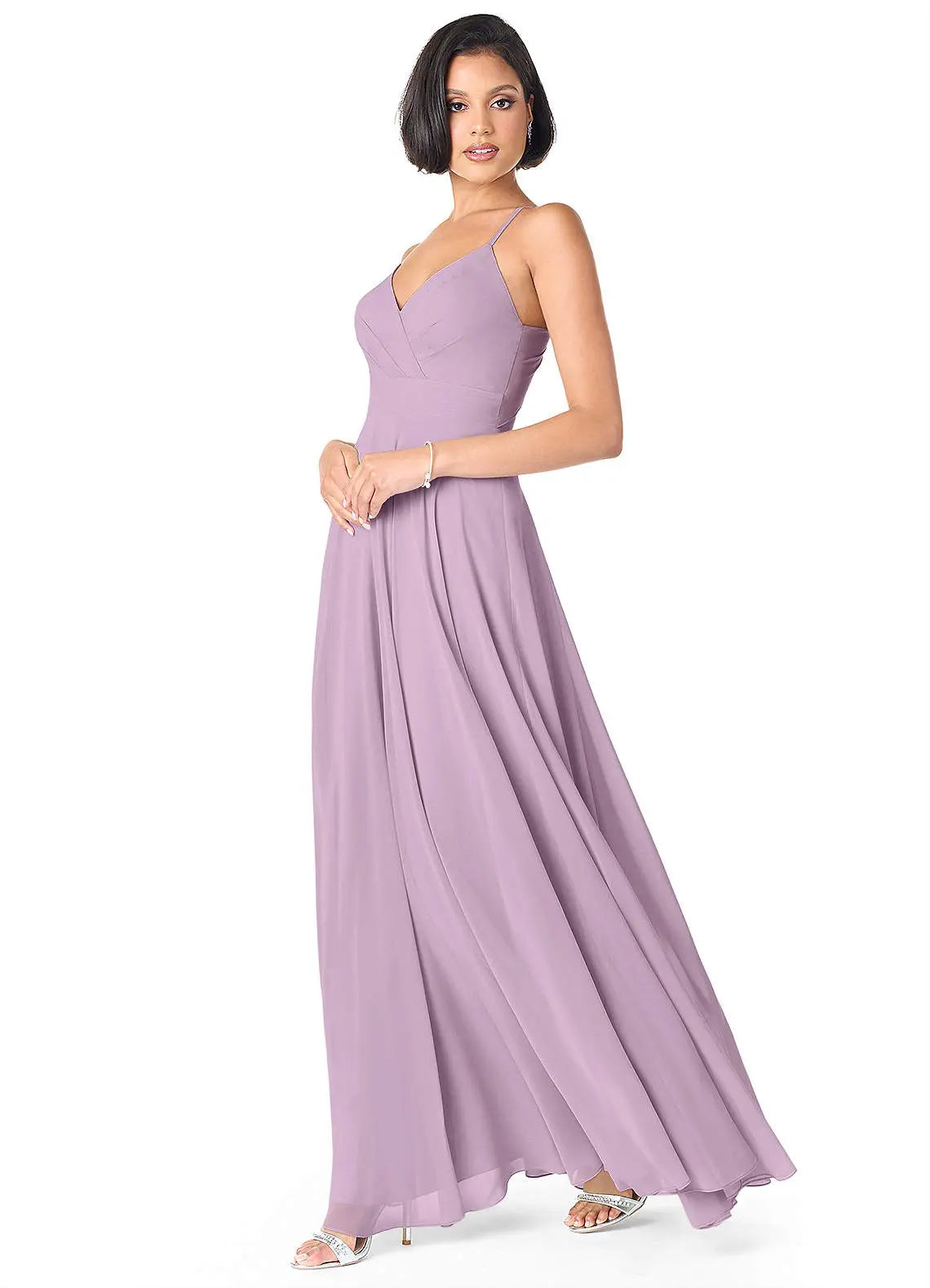 Avelina A-Line V-Neck Chiffon Bridesmaid Dress in Wisteria