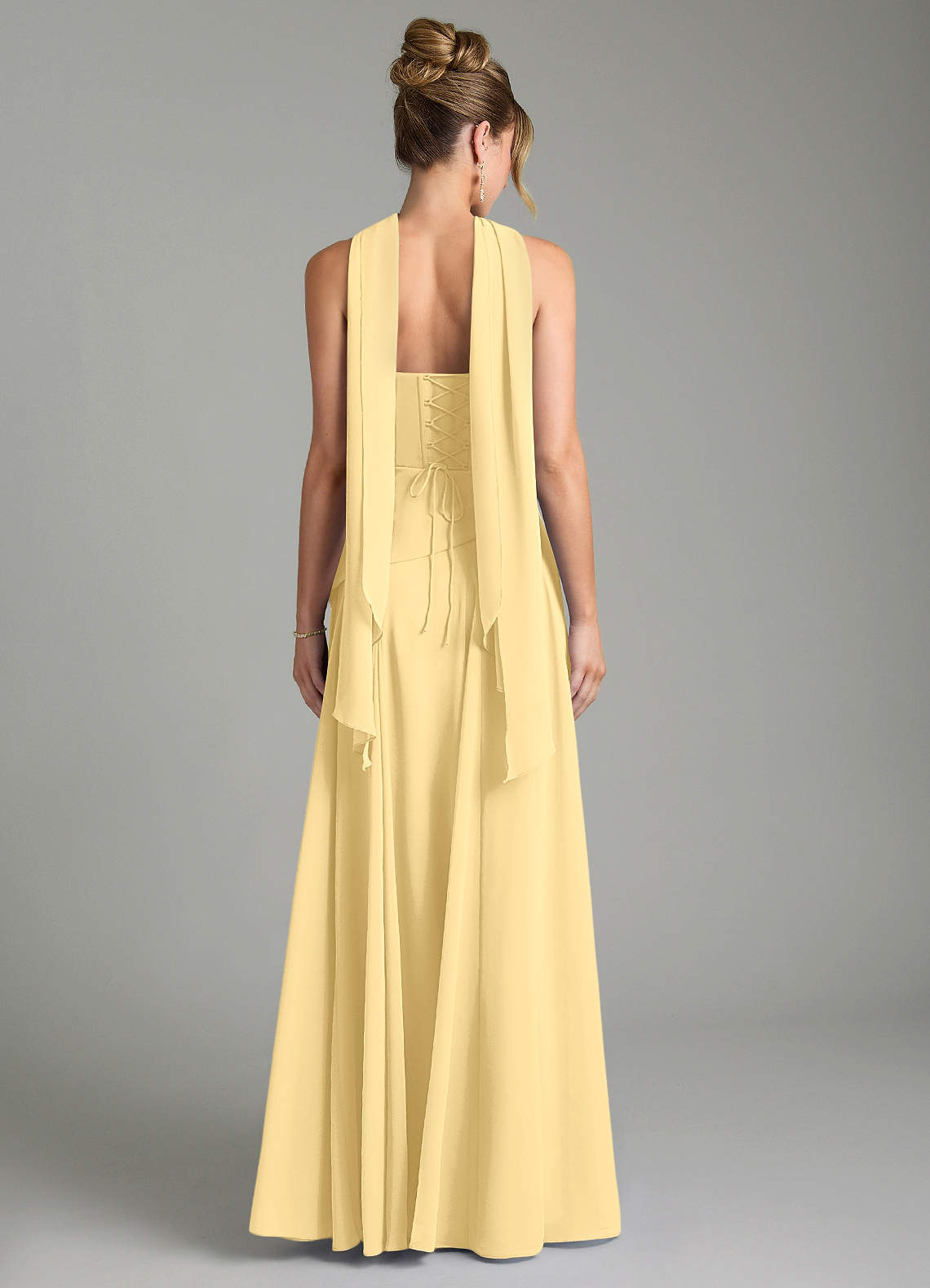 Gabriela A-Line Cowl-Neck Chiffon Bridesmaid Dress in Butter