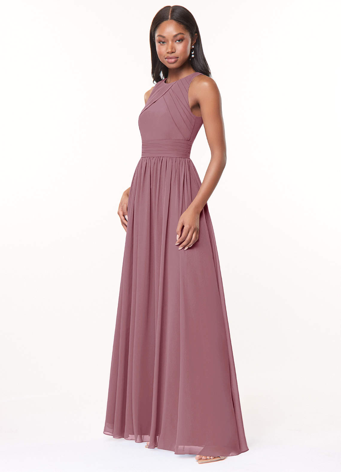 Harper A-Line Scoop-Neck Chiffon Bridesmaid Dress in Vintage Mauve