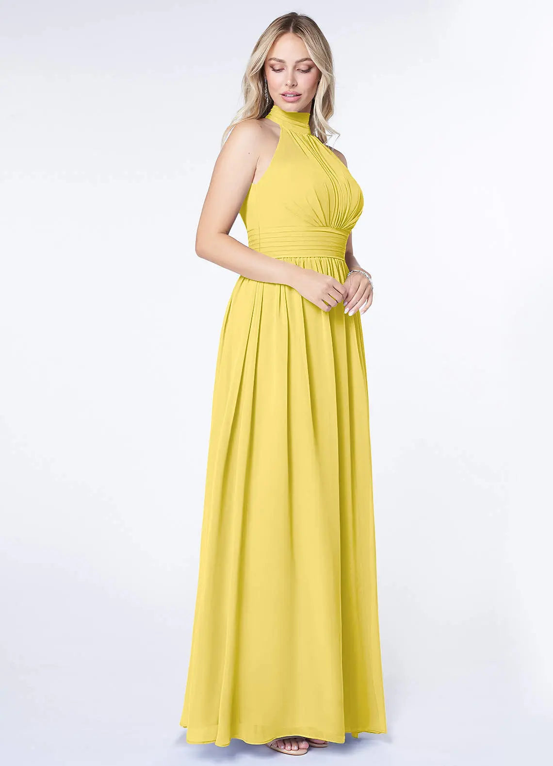 Iman A-Line Halter Chiffon Bridesmaid Dress in Canary