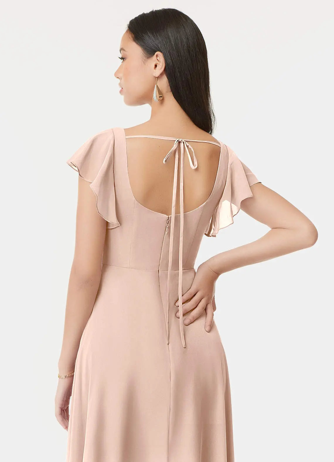 Bondi A-Line Square-Neck Chiffon Bridesmaid Dress in English Rose
