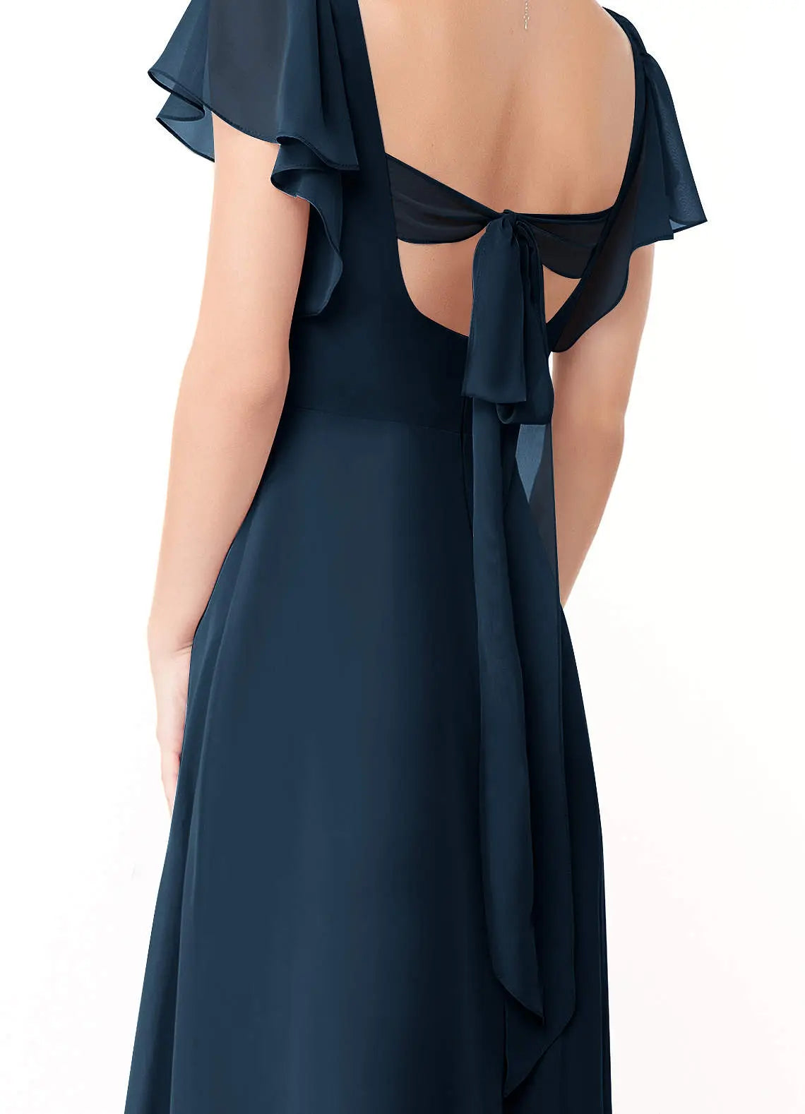Syenna A-Line V-Neck Chiffon Bridesmaid Dress in Dark Navy