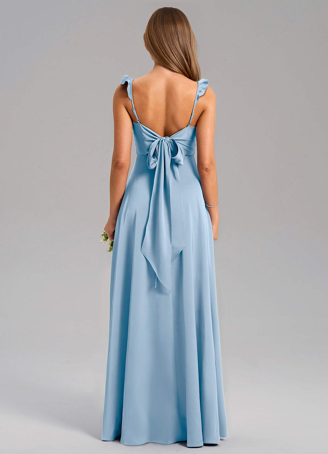 Everett A-Line V-Neck Chiffon Bridesmaid Dress in Powder Blue
