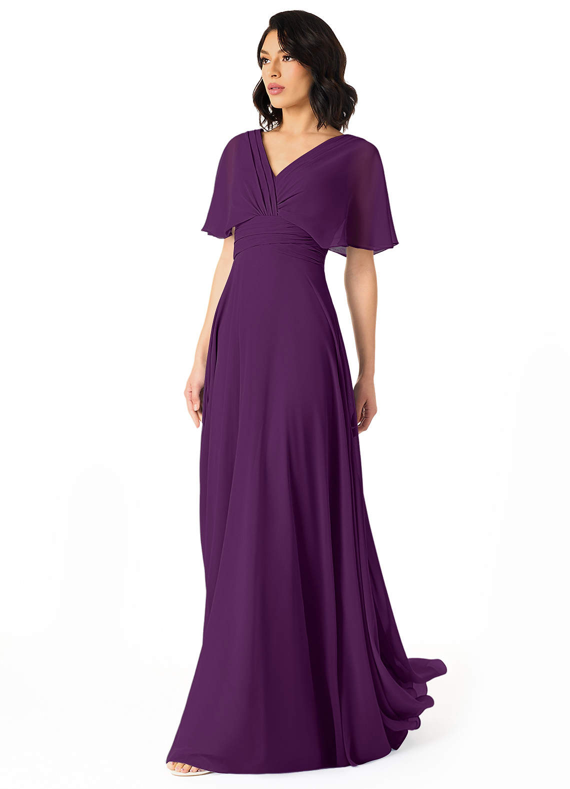 Pamela A-Line V-Neck Chiffon Bridesmaid Dress in Grape