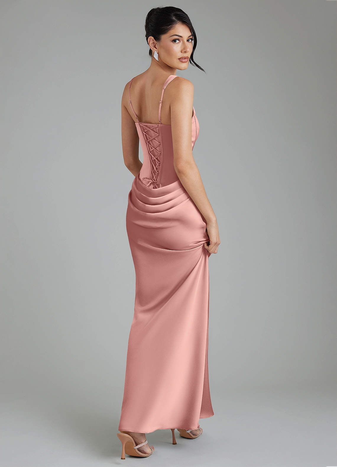 Etta Mermaid Square-Neck Stretch Satin Bridesmaid Dress in Rosette