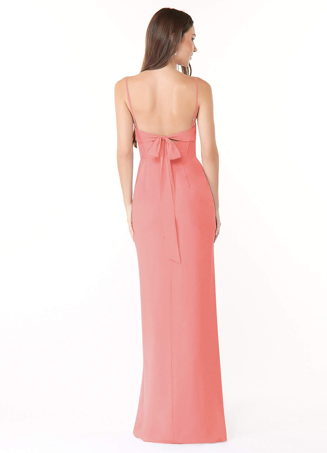 Mai Sheath Cowl-Neck Chiffon Bridesmaid Dress in Coral