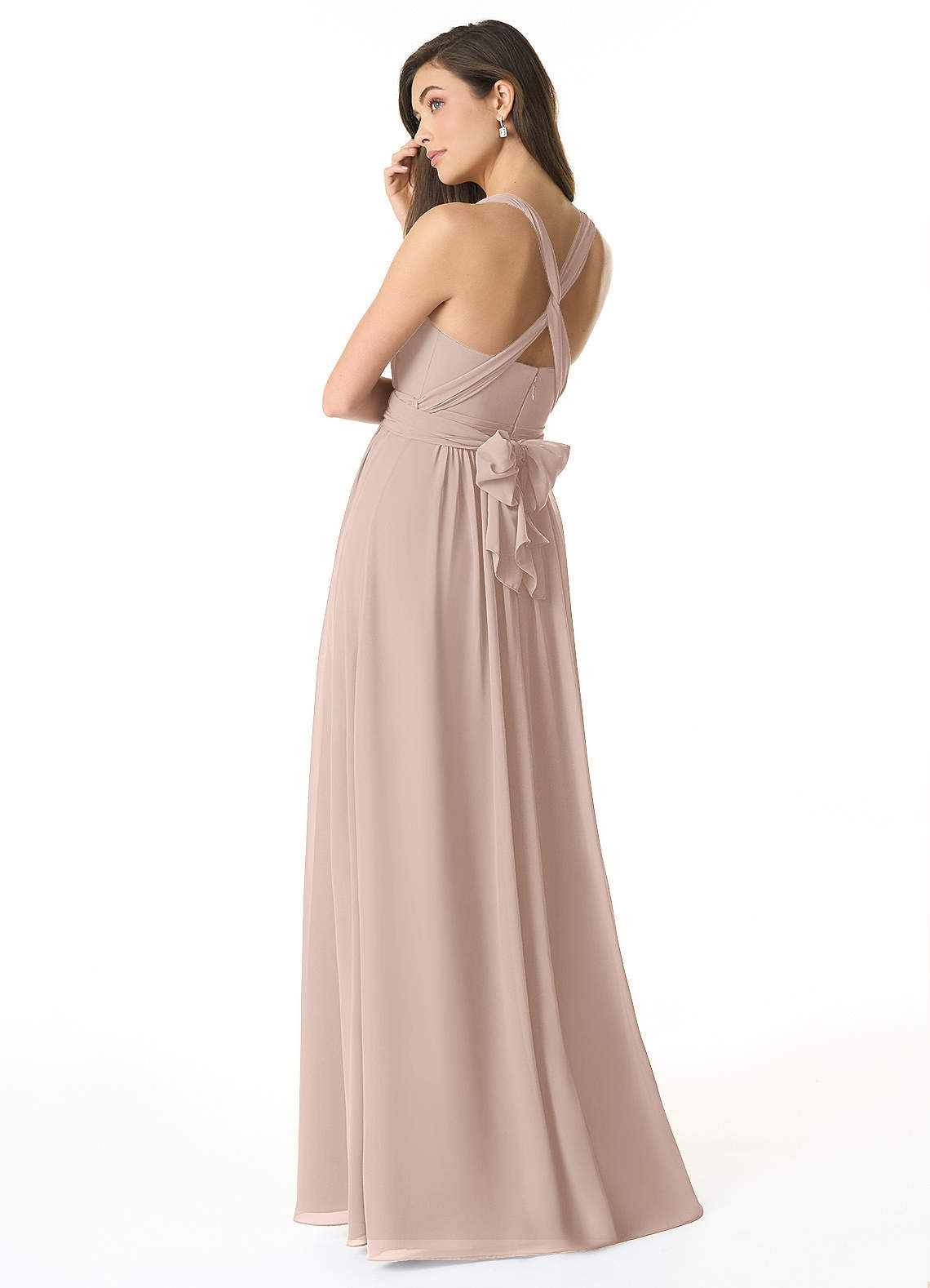 Olani A-Line V-Neck Chiffon Bridesmaid Dress in English Rose