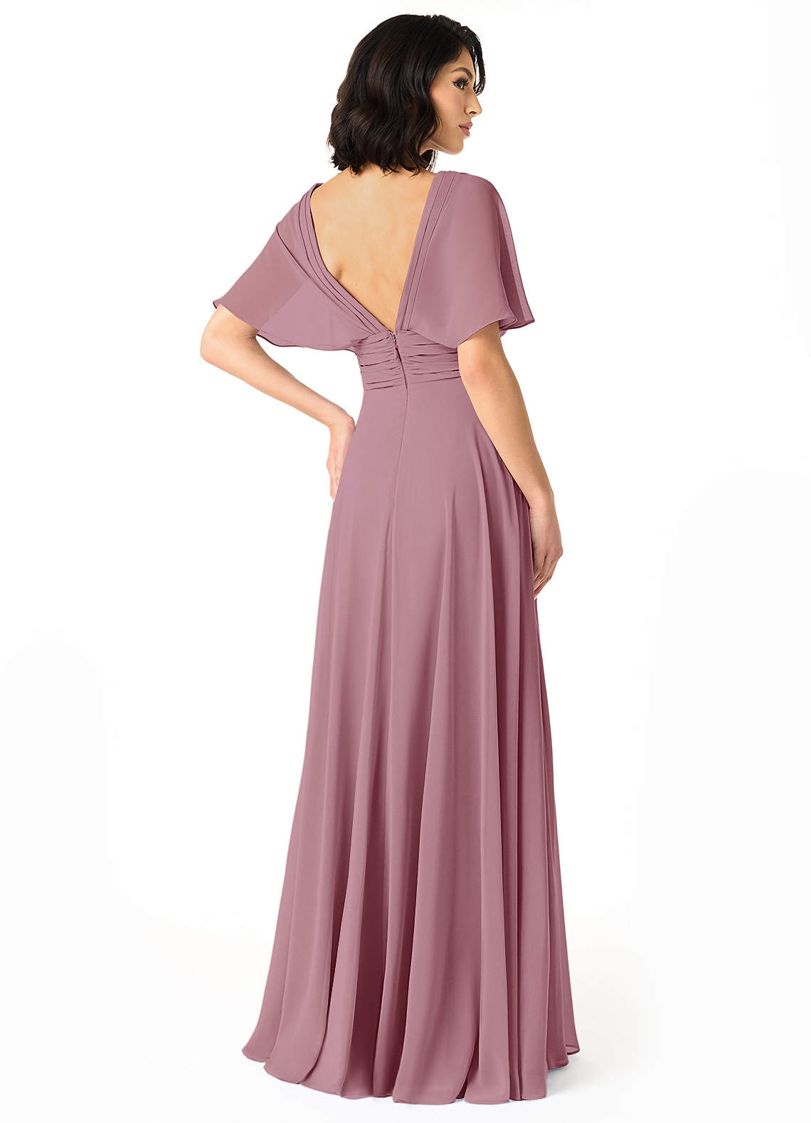 Pamela A-Line V-Neck Chiffon Bridesmaid Dress in Vintage Mauve