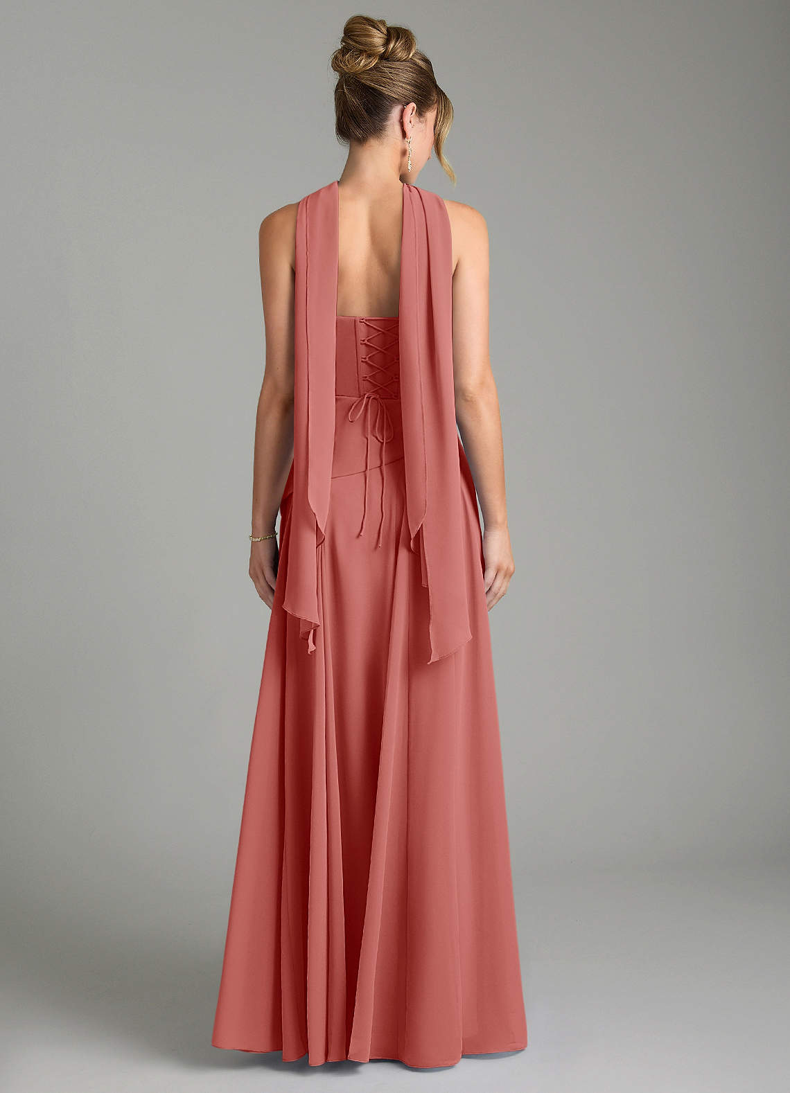 Gabriela A-Line Cowl-Neck Chiffon Bridesmaid Dress in Antique Rose