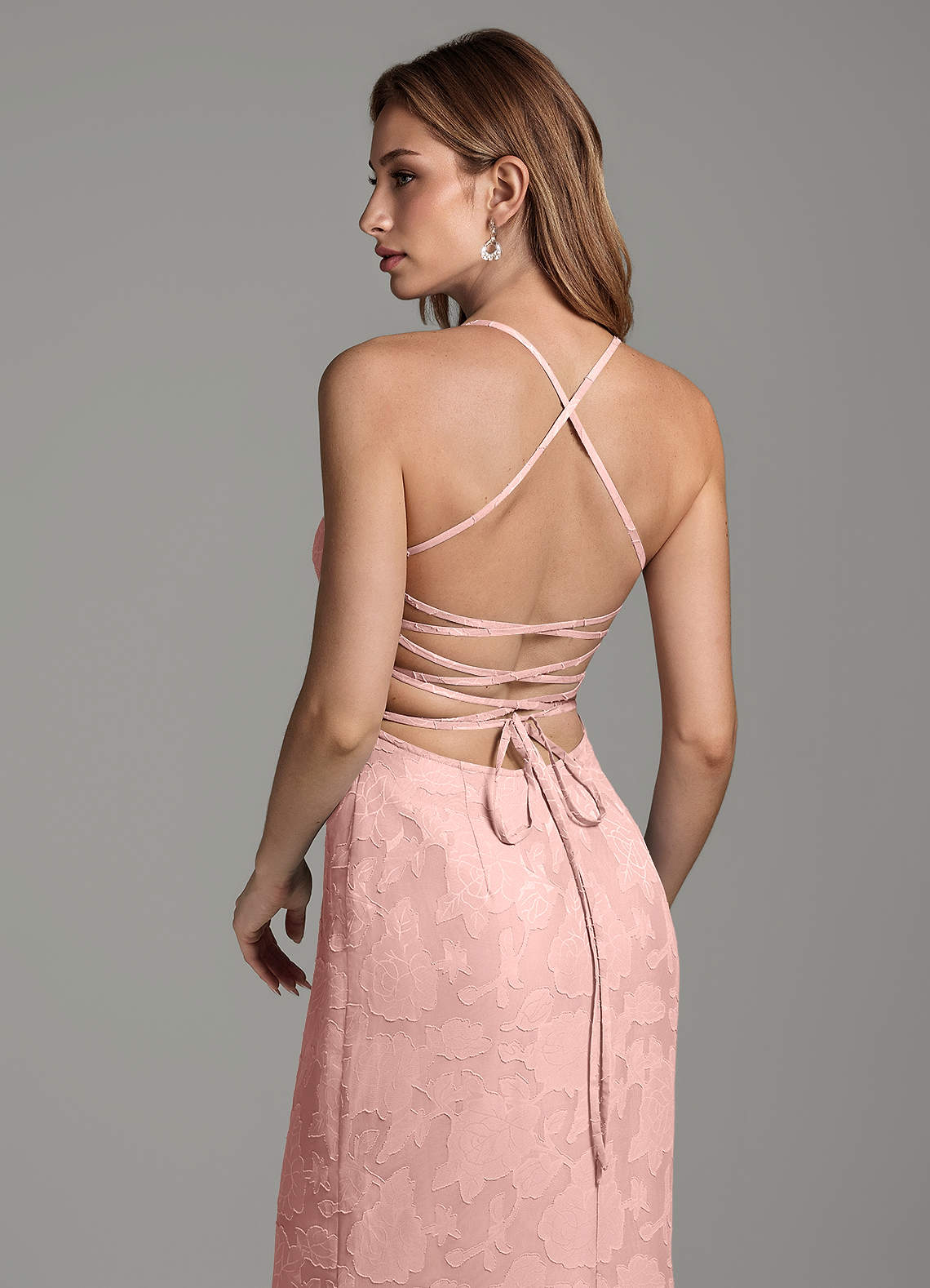 Dara Mermaid Sweetheart Floral Burnout Bridesmaid Dress in Powder Pink