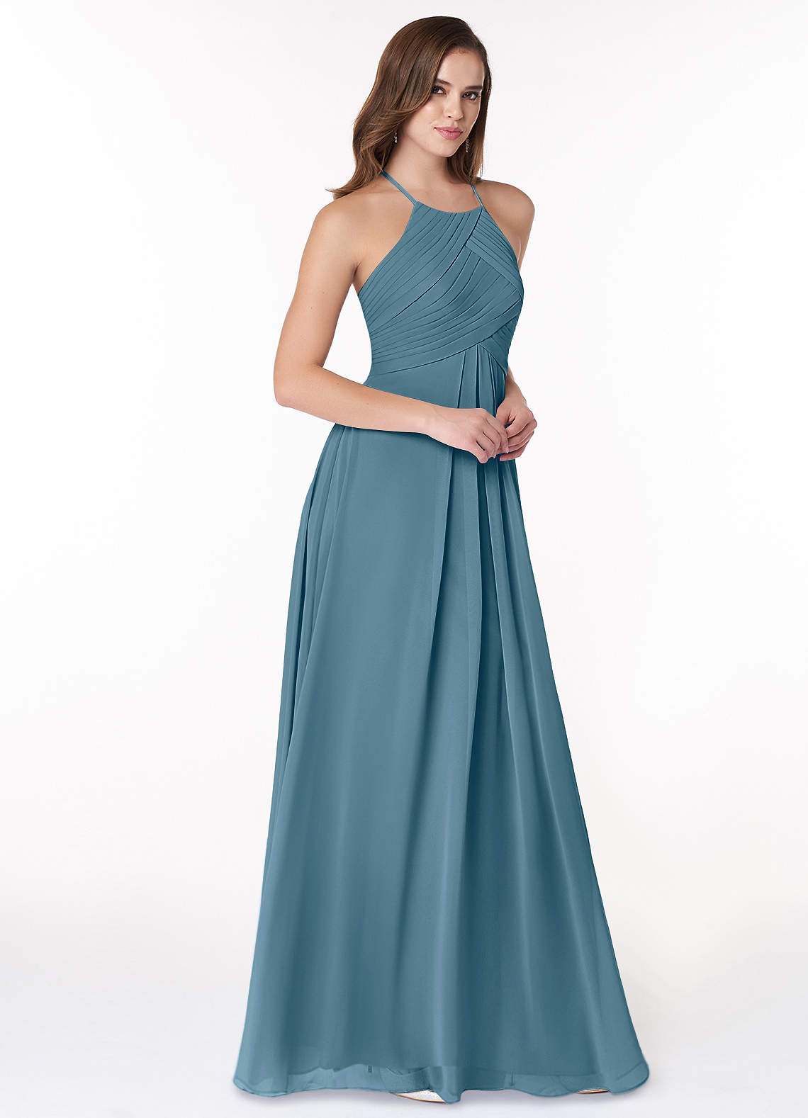 Ginger A-Line Halter Chiffon Bridesmaid Dress in Bermuda