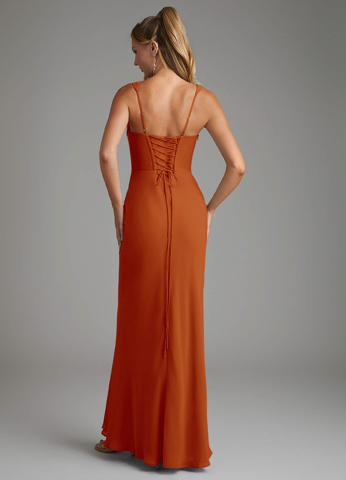 Asa Sheath Square-Neck Chiffon Bridesmaid Dress in Paprika