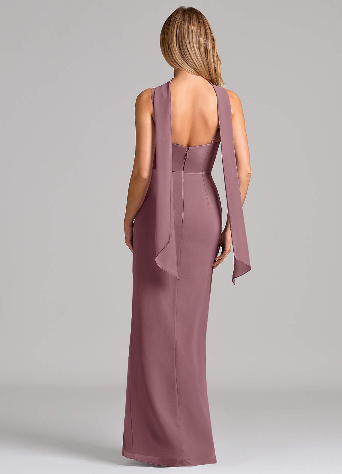 Calandra Sheath Scoop-Neck Chiffon Bridesmaid Dress in Amethyst
