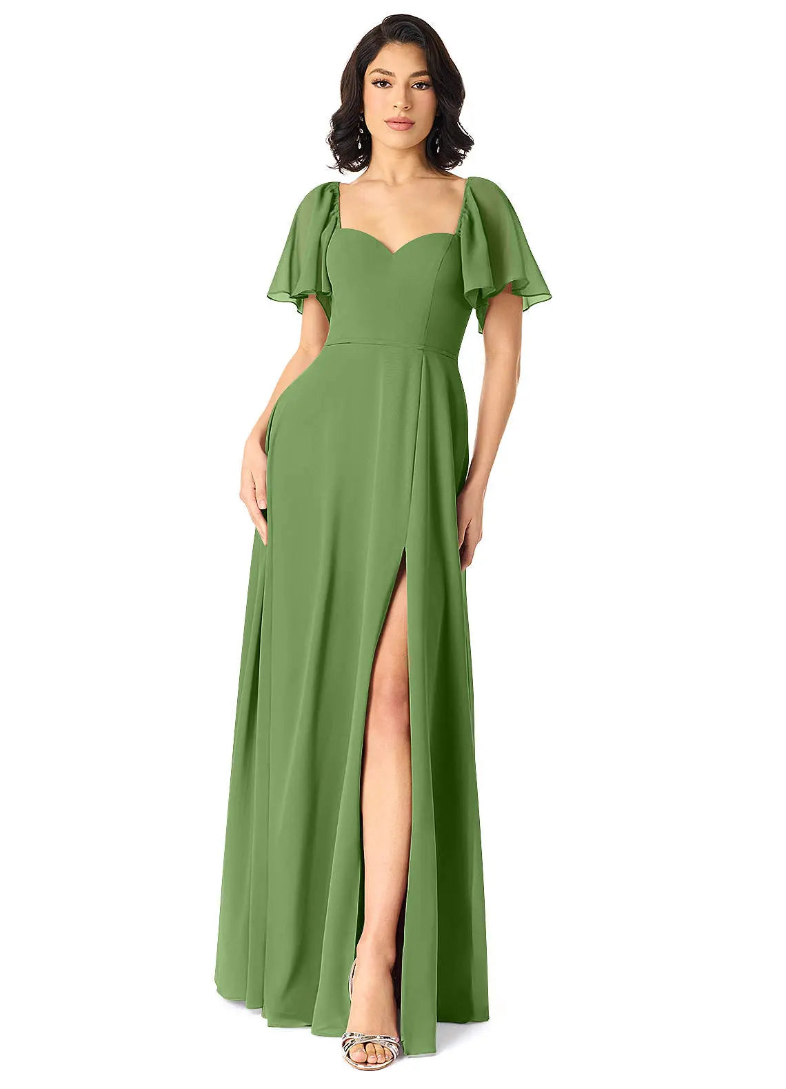 Chloe A-Line Sweetheart Chiffon Bridesmaid Dress in Basil