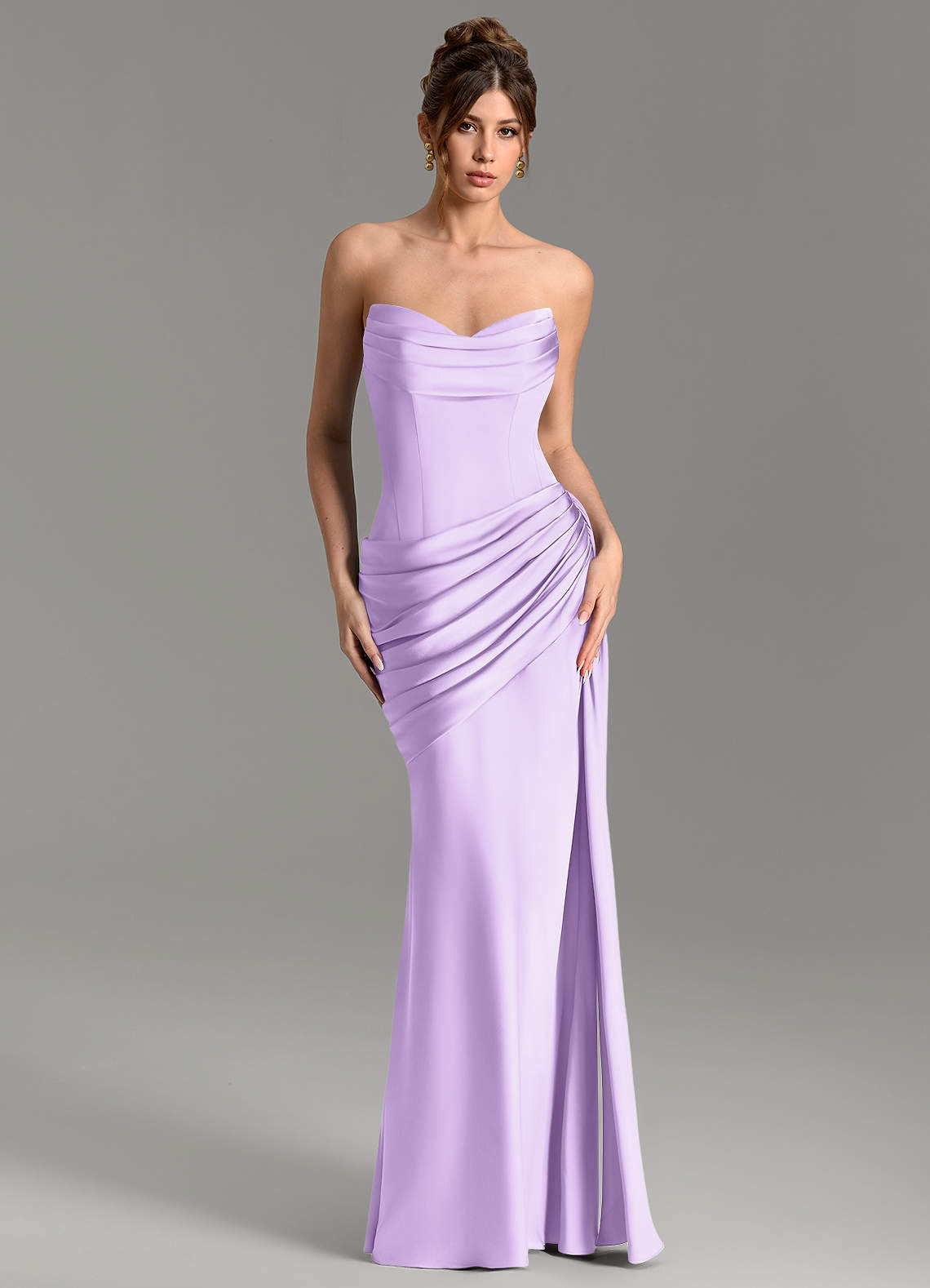 Zorah Mermaid Sweetheart Stretch Satin Bridesmaid Dress in Lilac