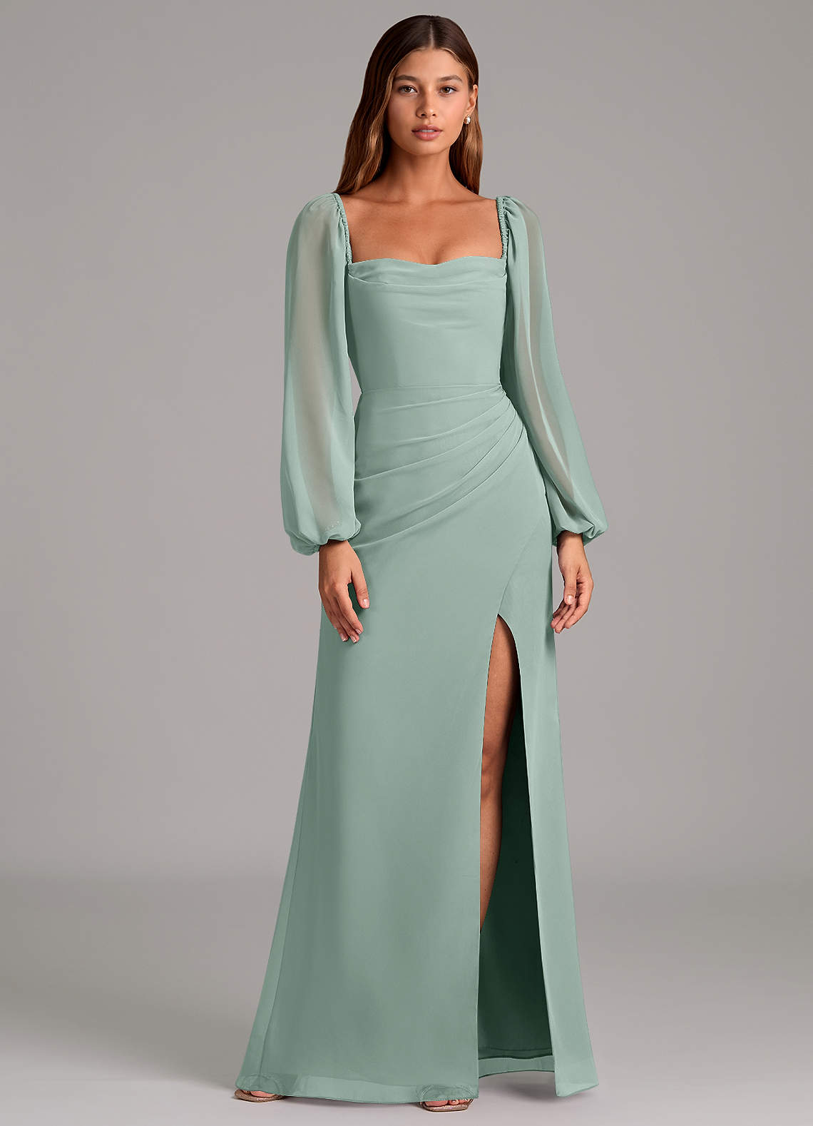 Brixley Mermaid Sweetheart Chiffon Bridesmaid Dress in Agave