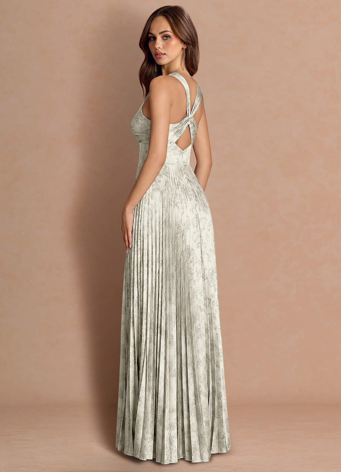 Tatiana A-Line Square-Neck Jacquard Wedding Guest Dress in Cream