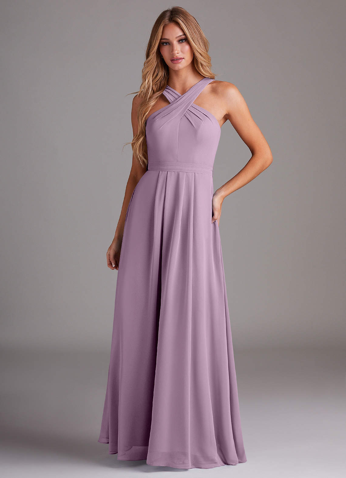 Dixie A-Line Halter Chiffon Bridesmaid Dress in Wisteria