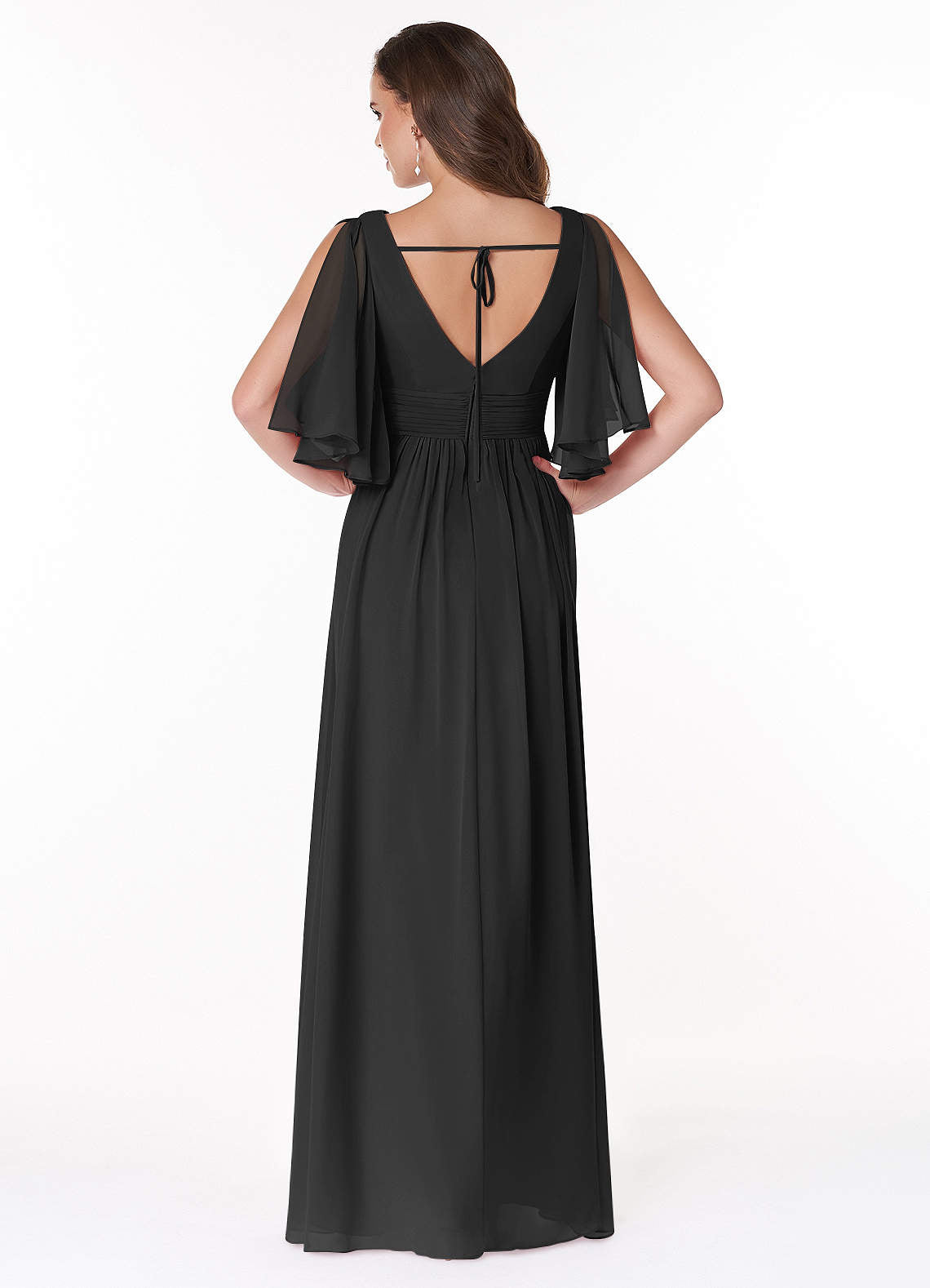 Temeka A-Line V-Neck Chiffon Bridesmaid Dress in black
