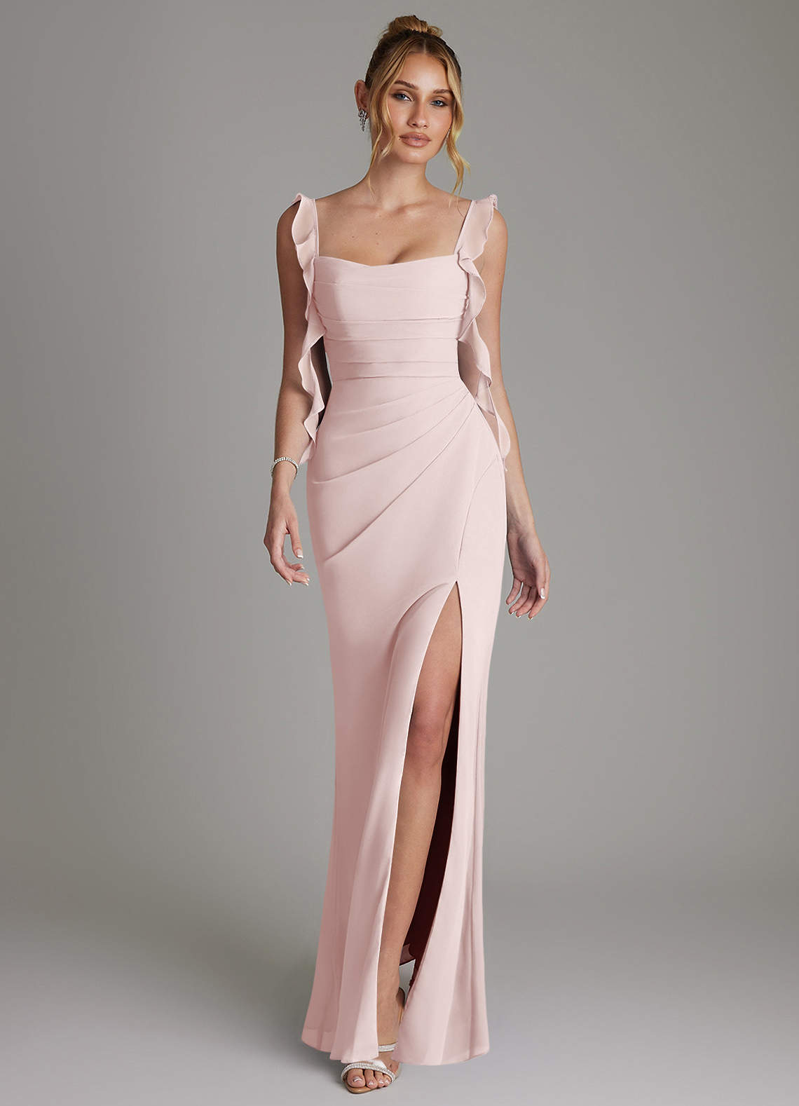Jessamine Mermaid Sweetheart Chiffon Bridesmaid Dress in Blushing Pink