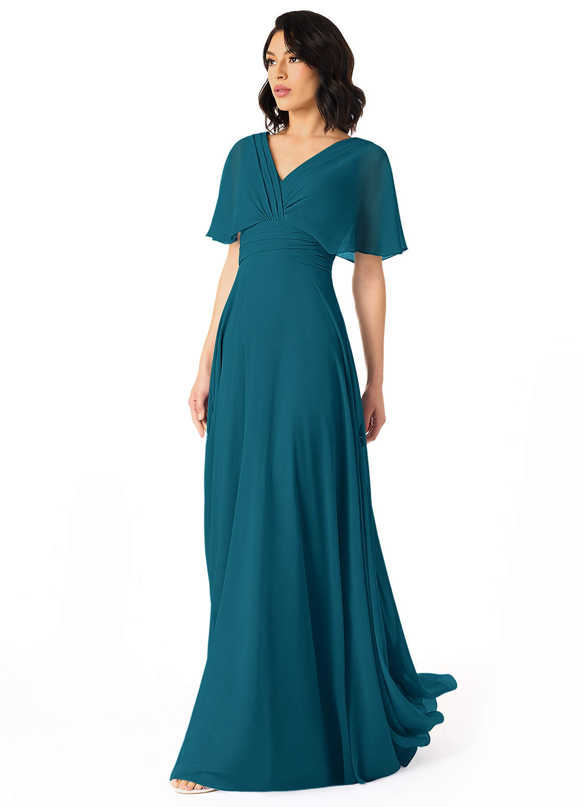 Pamela A-Line V-Neck Chiffon Bridesmaid Dress in Ink Blue