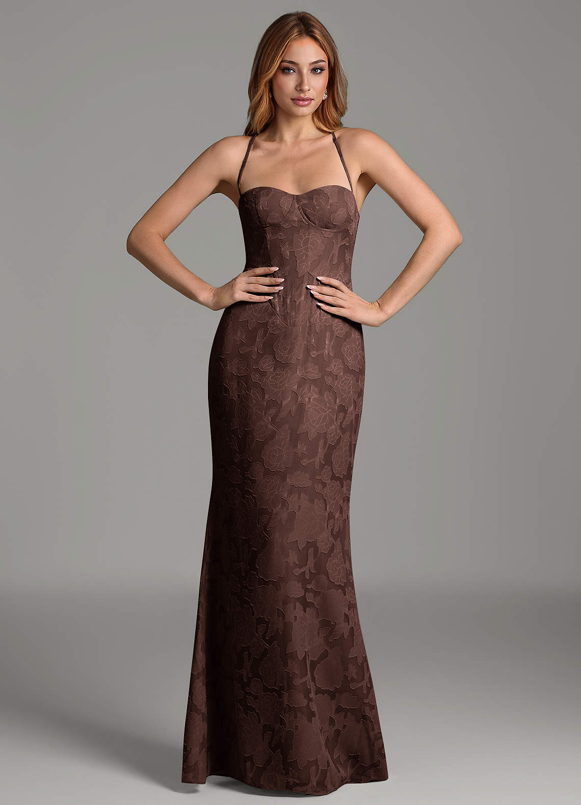 Dara Mermaid Sweetheart Floral Burnout Bridesmaid Dress in Ganache