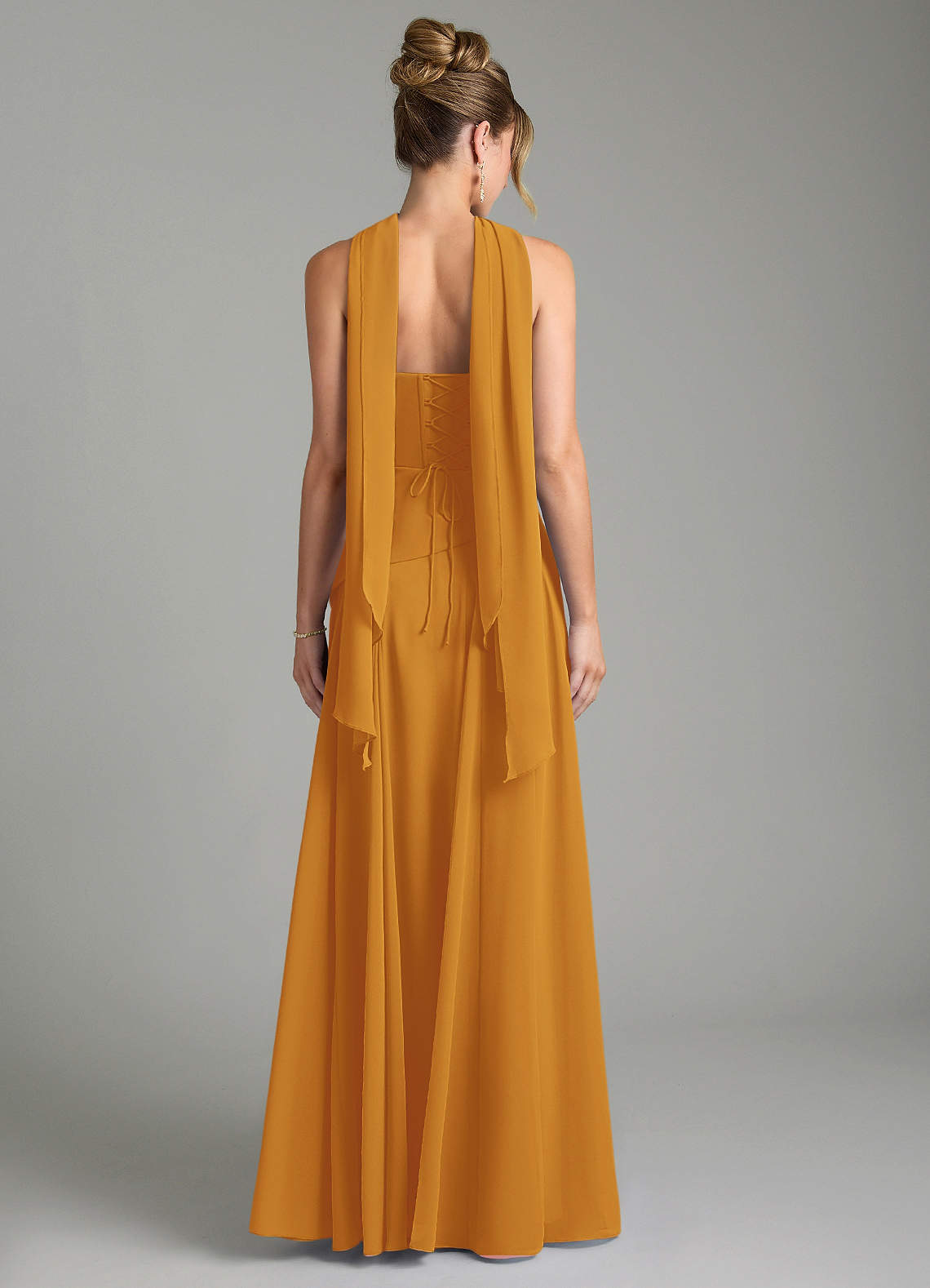 Gabriela A-Line Cowl-Neck Chiffon Bridesmaid Dress in butterscotch