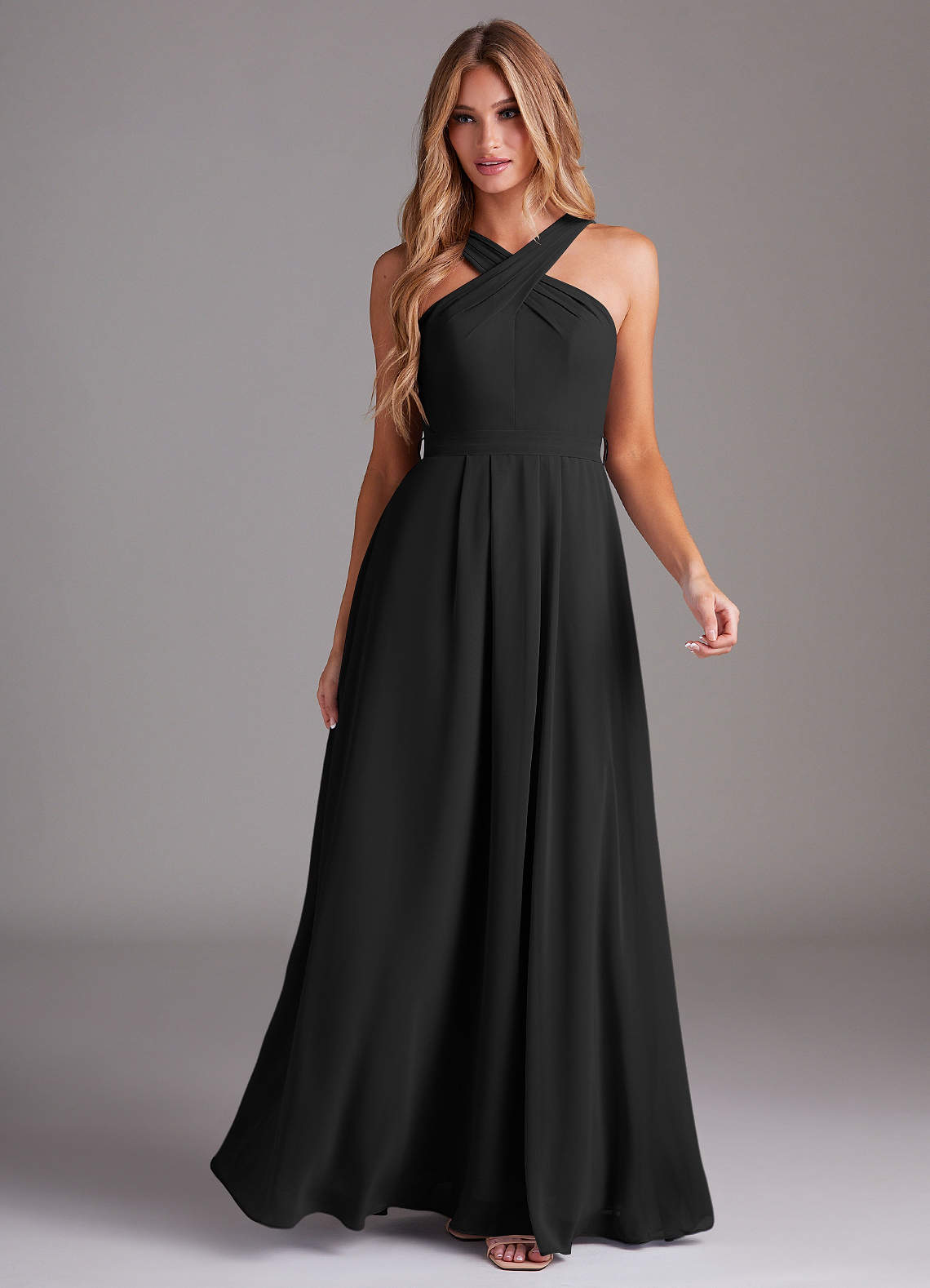 Dixie A-Line Halter Chiffon Bridesmaid Dress in black