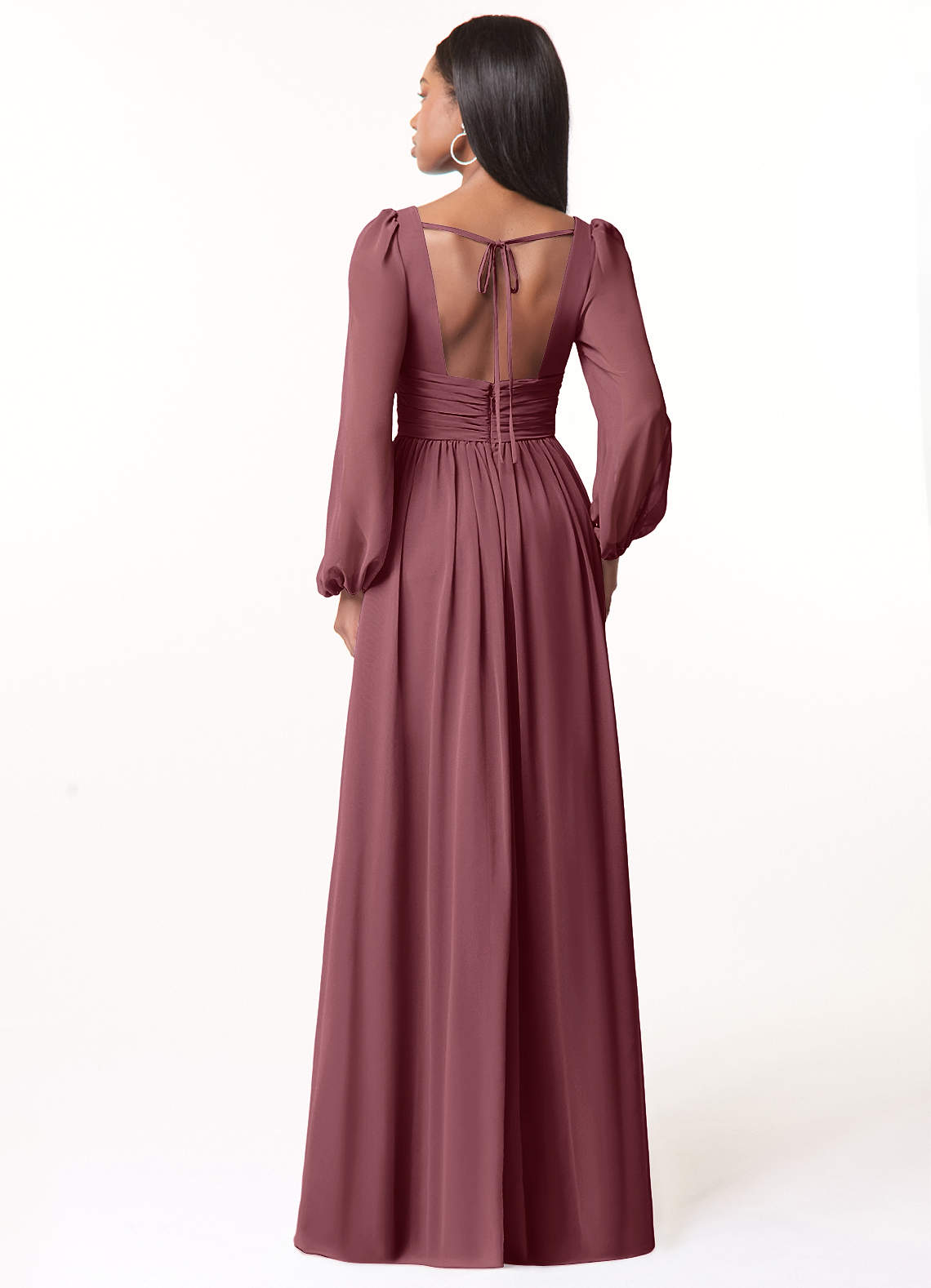 Norah A-Line V-Neck Chiffon Bridesmaid Dress in Desert Rose