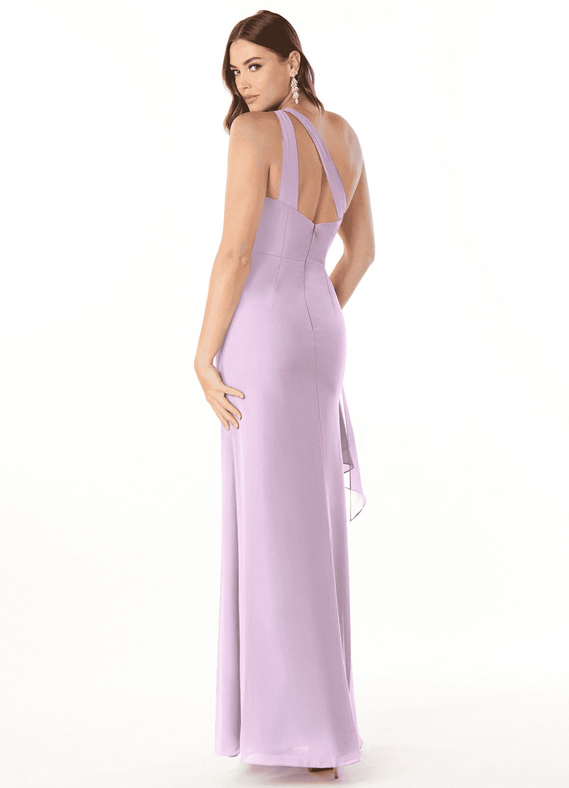 Maive Sheath One-Shoulder Chiffon Bridesmaid Dress in Frosted Lilac