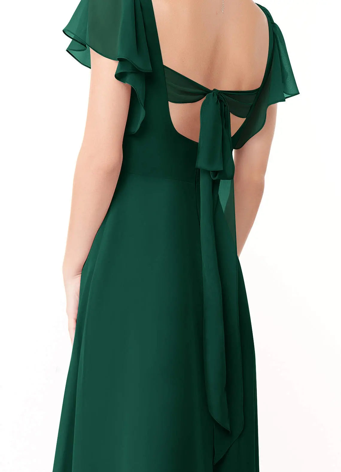 Syenna A-Line V-Neck Chiffon Bridesmaid Dress in Emerald
