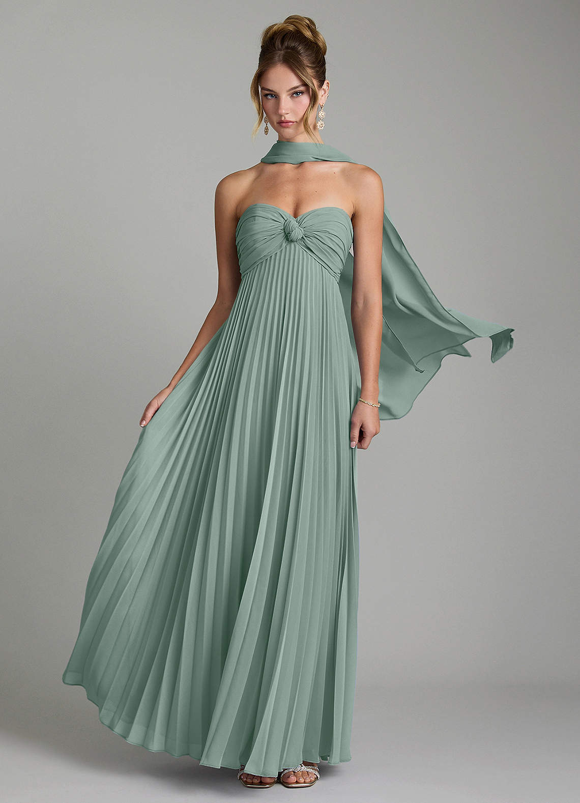 Tempest A-Line Sweetheart Chiffon Bridesmaid Dress in Silver Sage